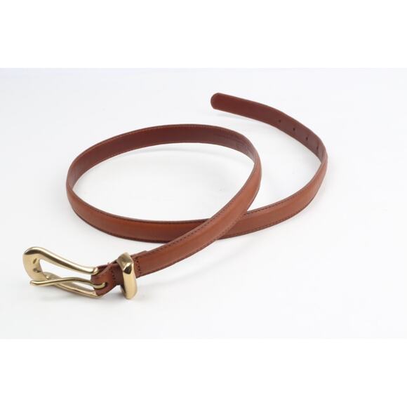 Coach Brown Leather Skinny Belt Handcrafted Cowhide Gold Buckle Women Size L - Picture 10 of 13